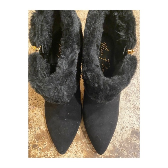 Marc Fisher Black Ankle Boots with Gold Zipper - Picture 3 of 5